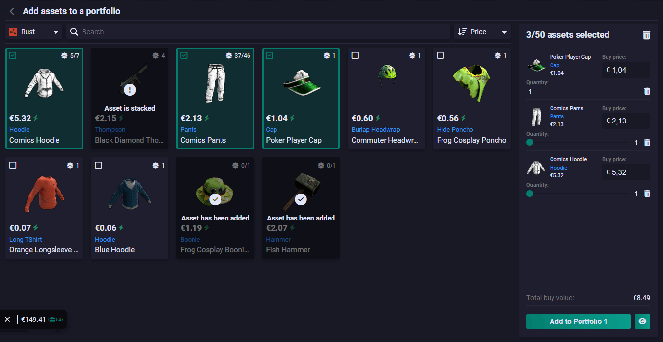 Montuga portfolio item builder